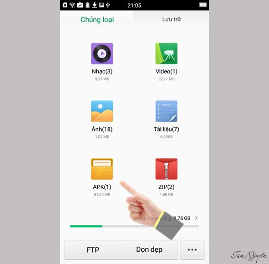 Sau đó, ta vào quản lý tập tin cài đặt Oppo tool vào máy.